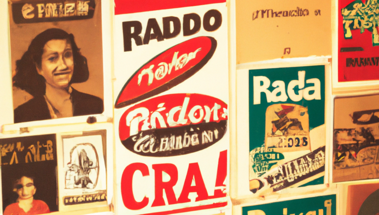 painel com cartazes antigos